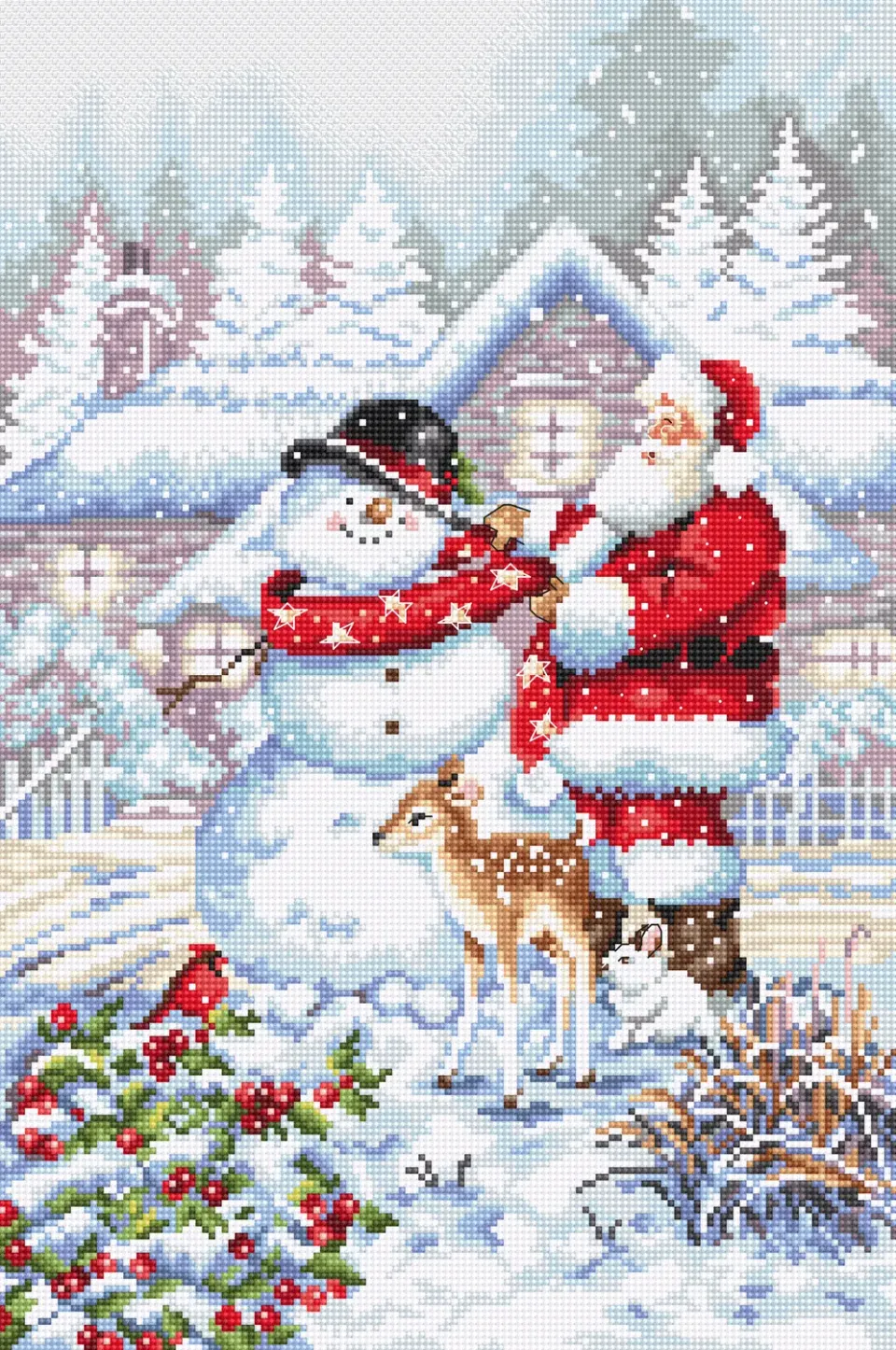 Leti Stitch L8015 Snowman Santa borduurpakket 33x22