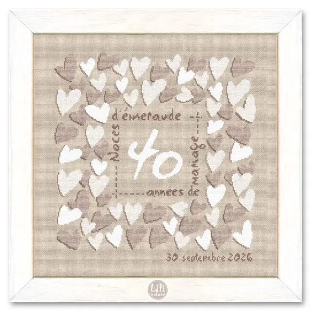 LiliPoints Square Hearts bruiloft borduurpatroon 175x183