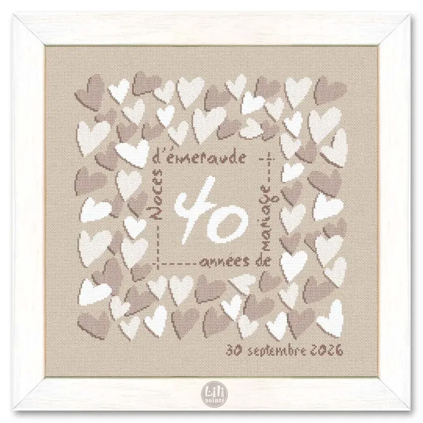 LiliPoints Square Hearts bruiloft borduurpatroon 175x183