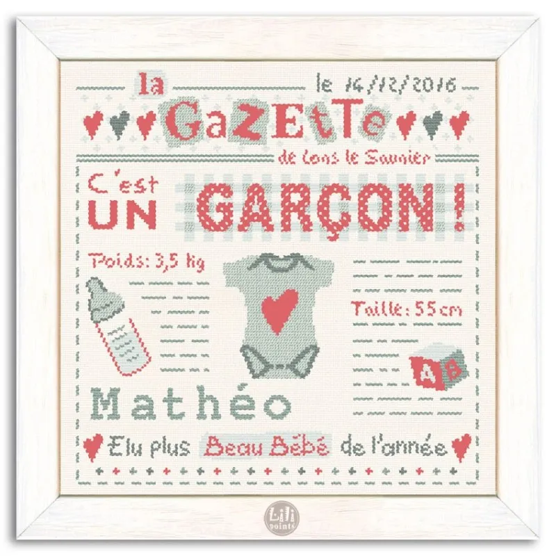 LiliPoints It’s a Boy borduurpatroon geboorte 170x175