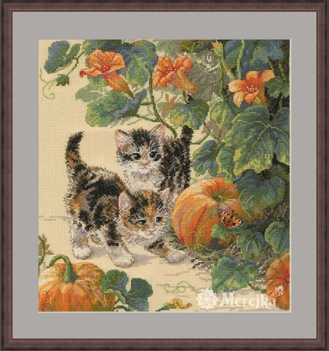 Merejka Pumpkin Patch Chase borduurpakket herfst 36 kleuren