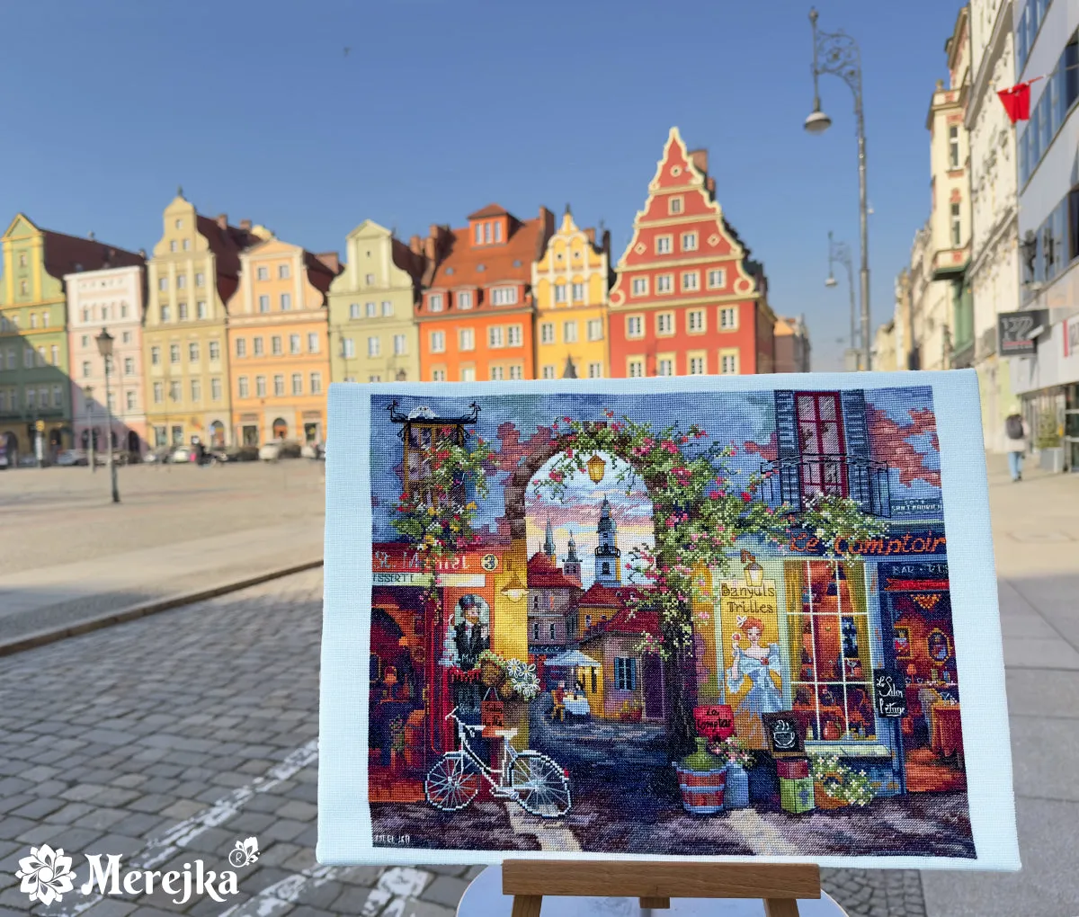 Merejka French Café borduurpakket 31x39 ijsblauw
