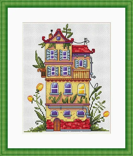 Merejka Spring House borduurpakket Aida 16 wit 19x14