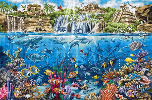 Leti Stitch L8036 Pirate Island borduurpakket 48x32 cm Aida