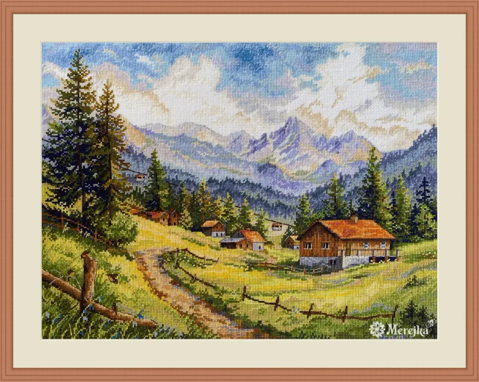 Merejka The Chamonix Valley borduurpakket wit 30 x 39,5