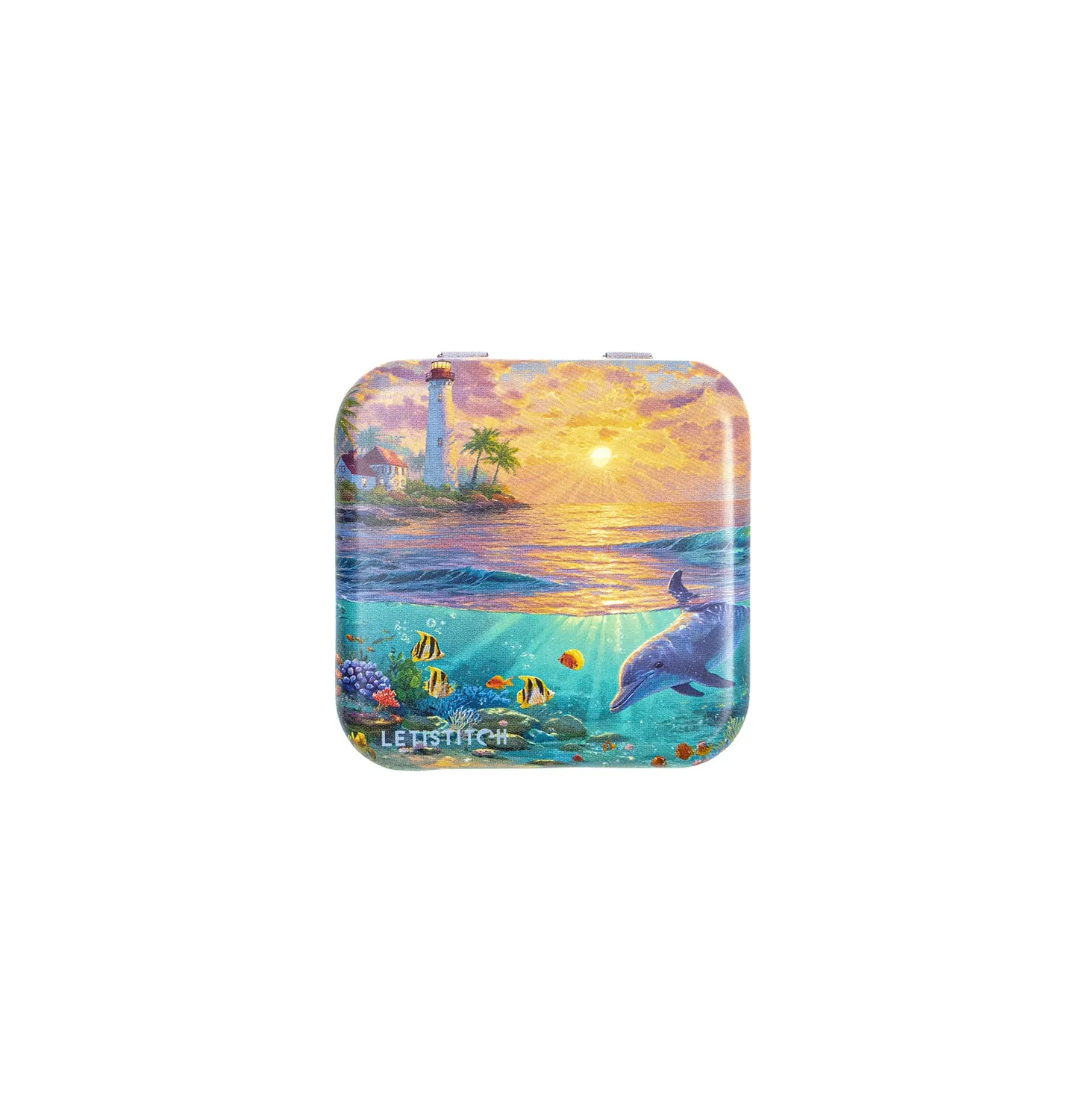 Leti Stitch Dolphin Paradise naaldendoosje blik dolfijnen