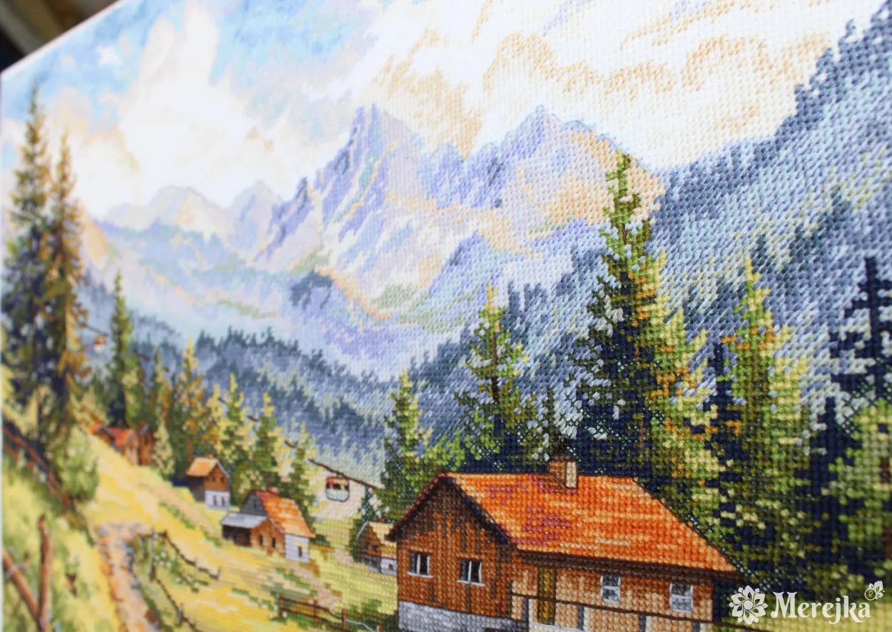 Merejka The Chamonix Valley borduurpakket wit 30 x 39,5