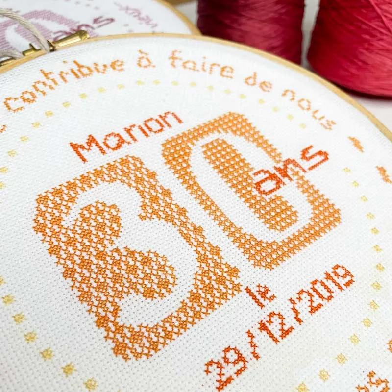 LiliPoints 30 borduurpatroon cijfer rond 8 kleuren