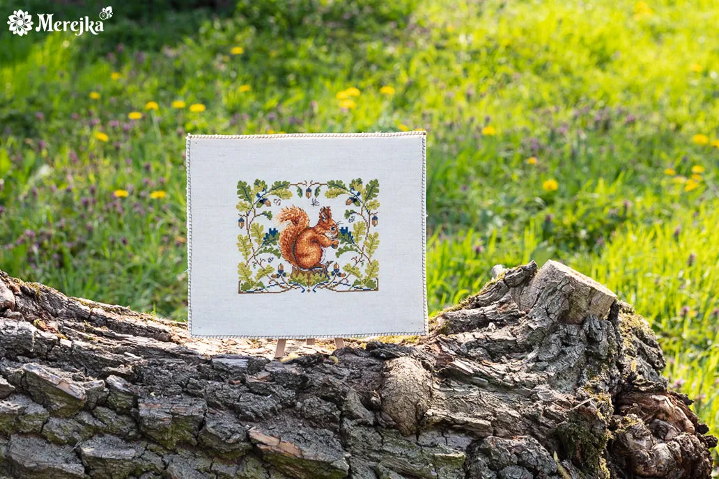 Merejka Squirrel borduurpakket Rustico-Aida 16ct 21x16