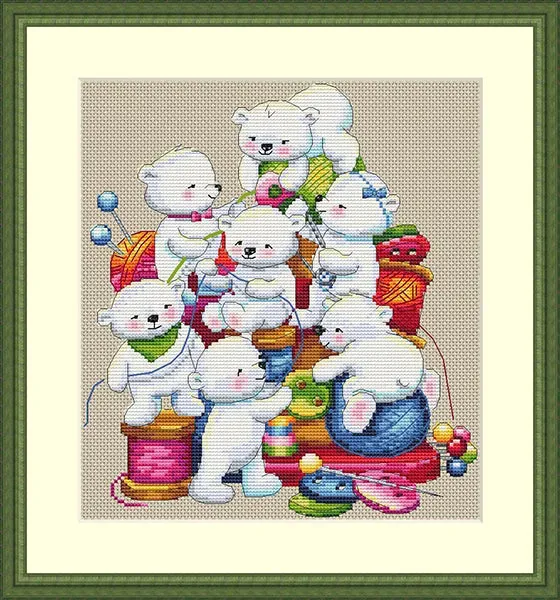 Merejka Little Helpers borduurpakket 20x17cm ecru
