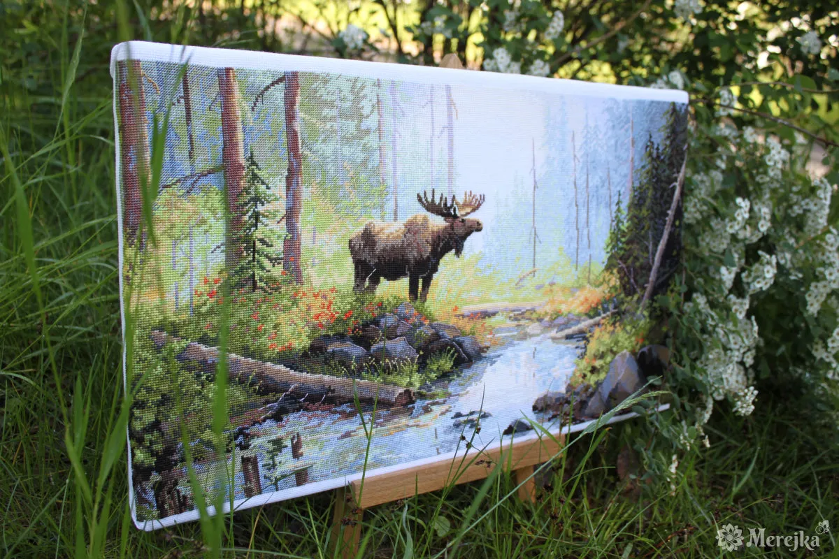 Merejka Woodland Morning borduurpakket 29x52cm wit
