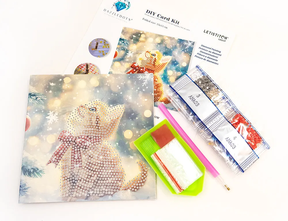 Leti Stitch Merry Meow diamond painting kaart 15x15 cm kat