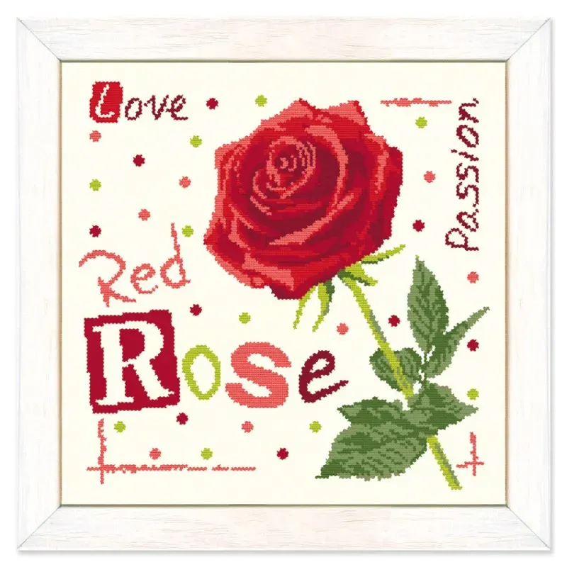 LiliPoints Red Rose kruissteekpatroon rode roos