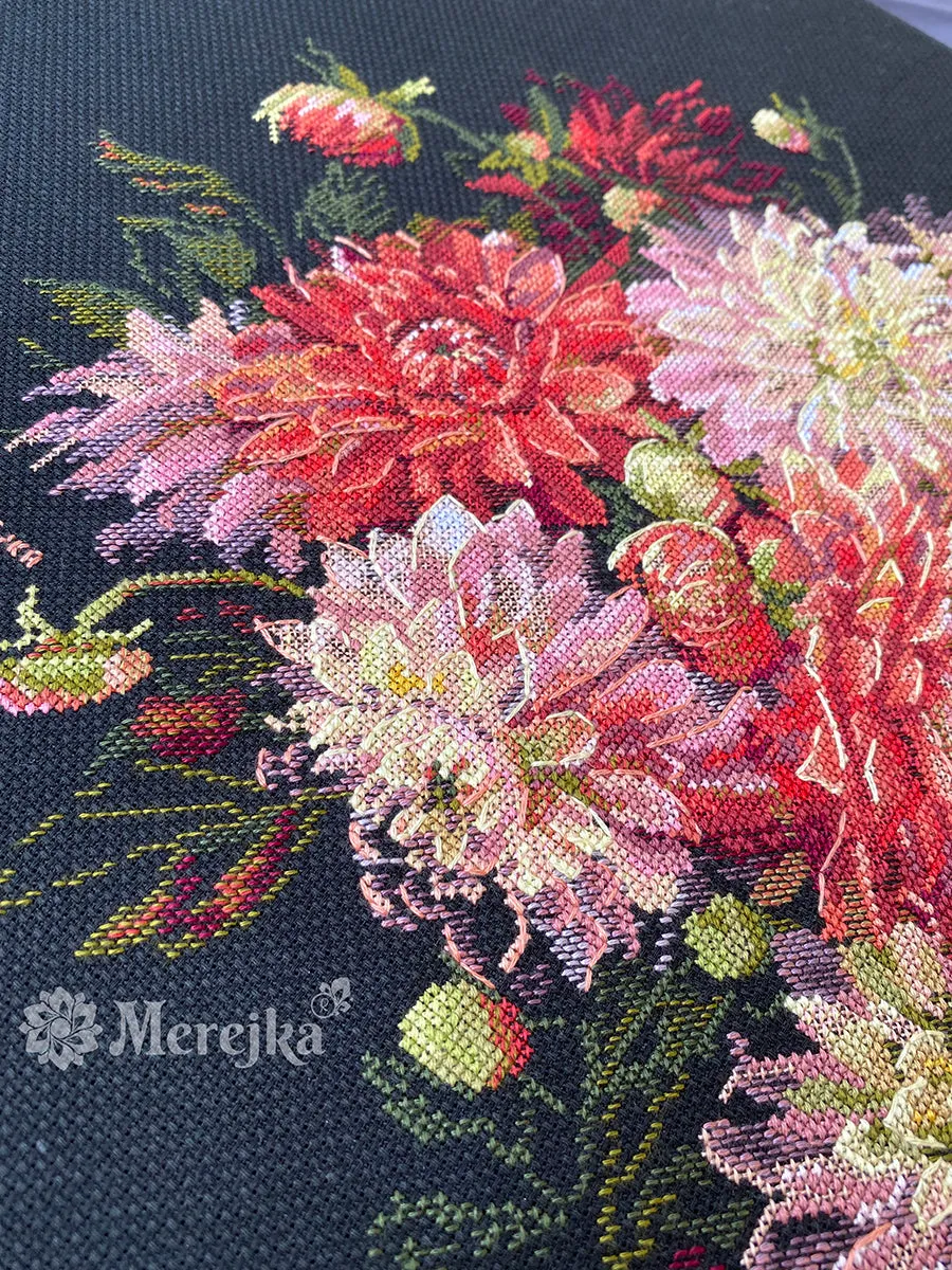 Merejka Dahlias borduurpakket bloemen 30x40