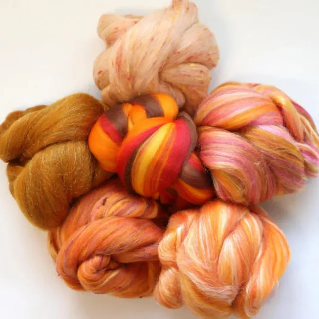 The Wool Family Oranje Mix lontwol 150g herfsttinten