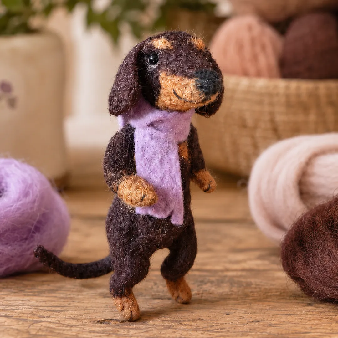 The Wool Family Cato de Teckel naaldviltkit beginner+ compleet