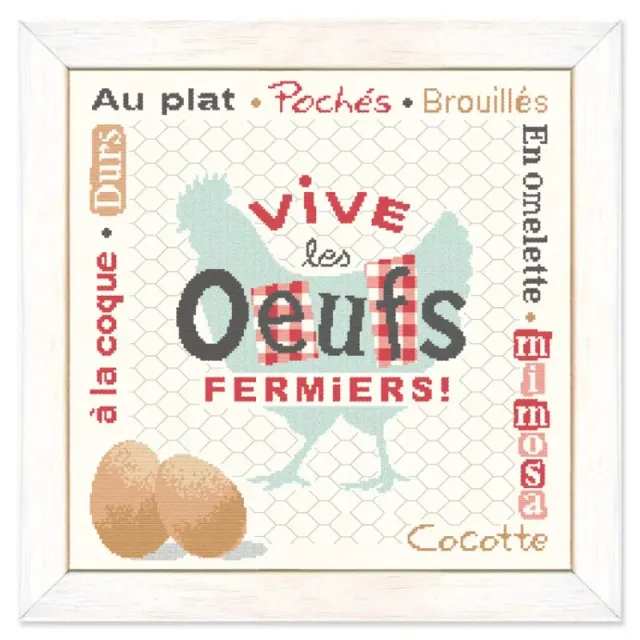 LiliPoints Fresh eggs borduurpatroon patroon alleen ecru