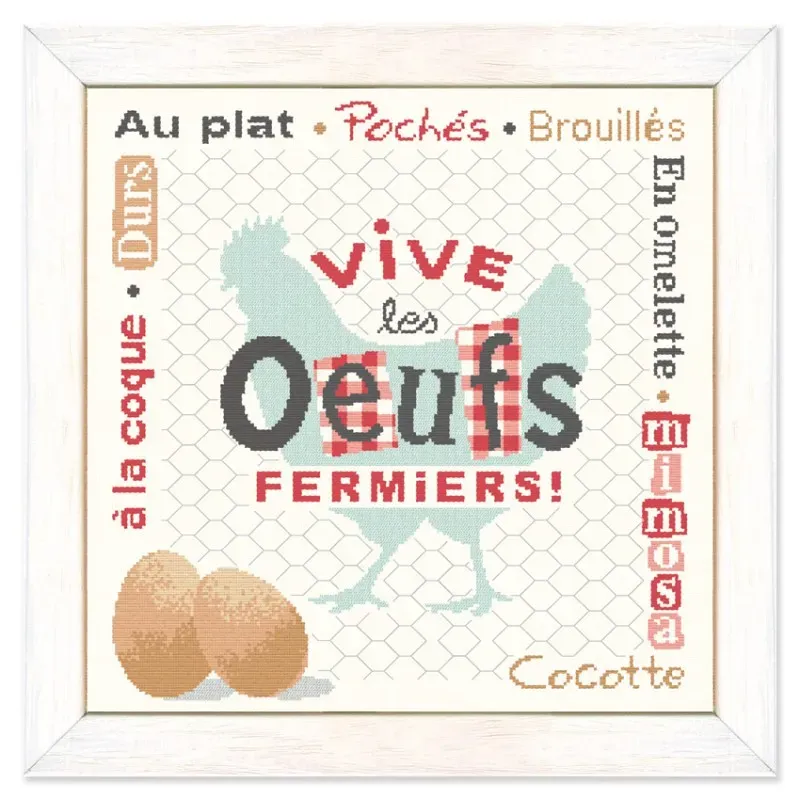 LiliPoints Fresh eggs borduurpatroon patroon alleen ecru