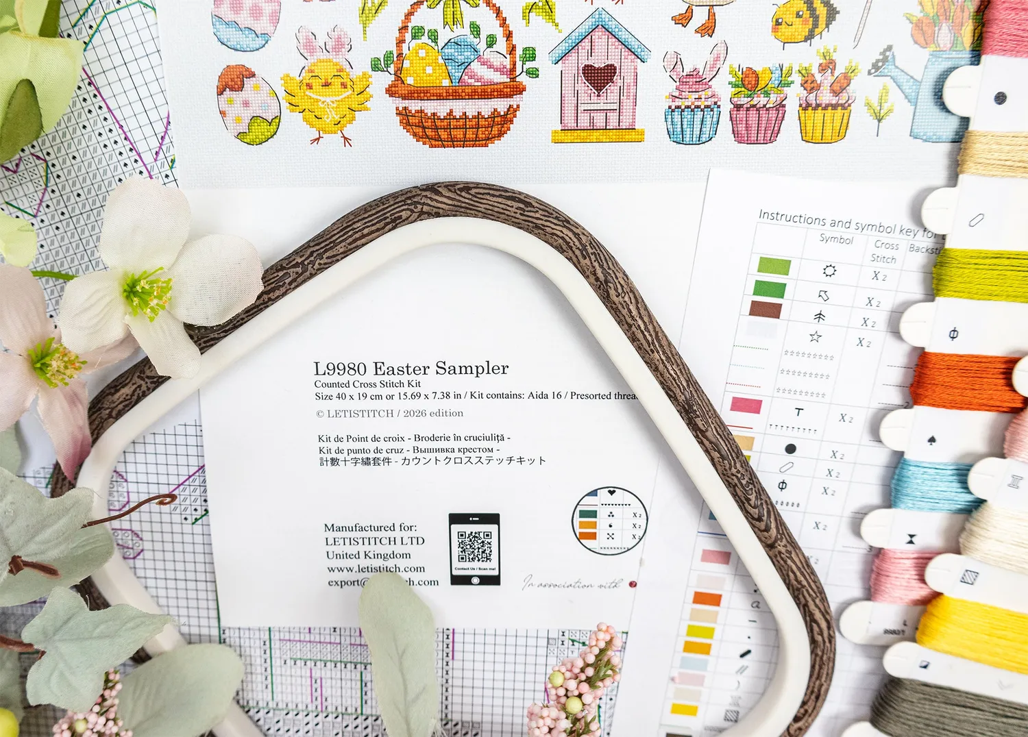 Leti Stitch L9980 Easter Sampler borduurpakket 40x19 cm