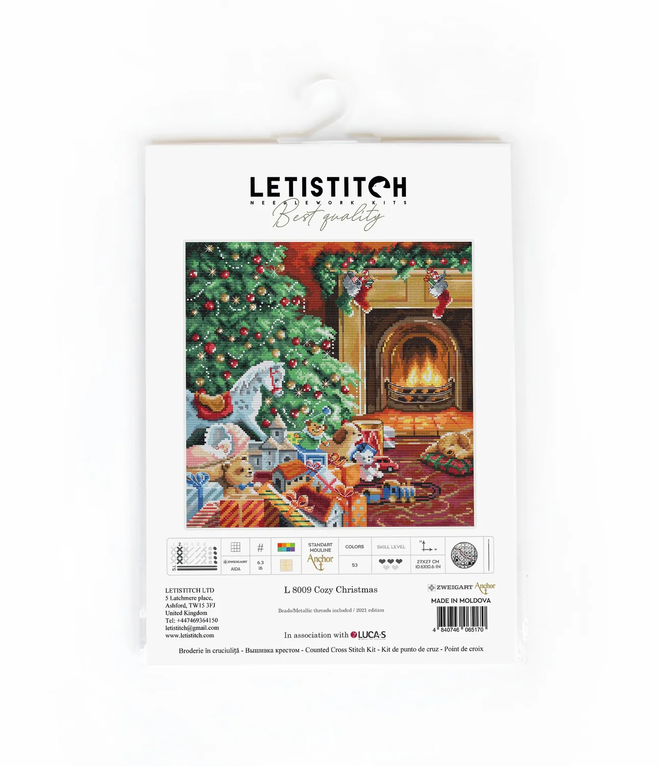 Leti Stitch L8009 Cozy Christmas borduurpakket 27x27 cm kerst