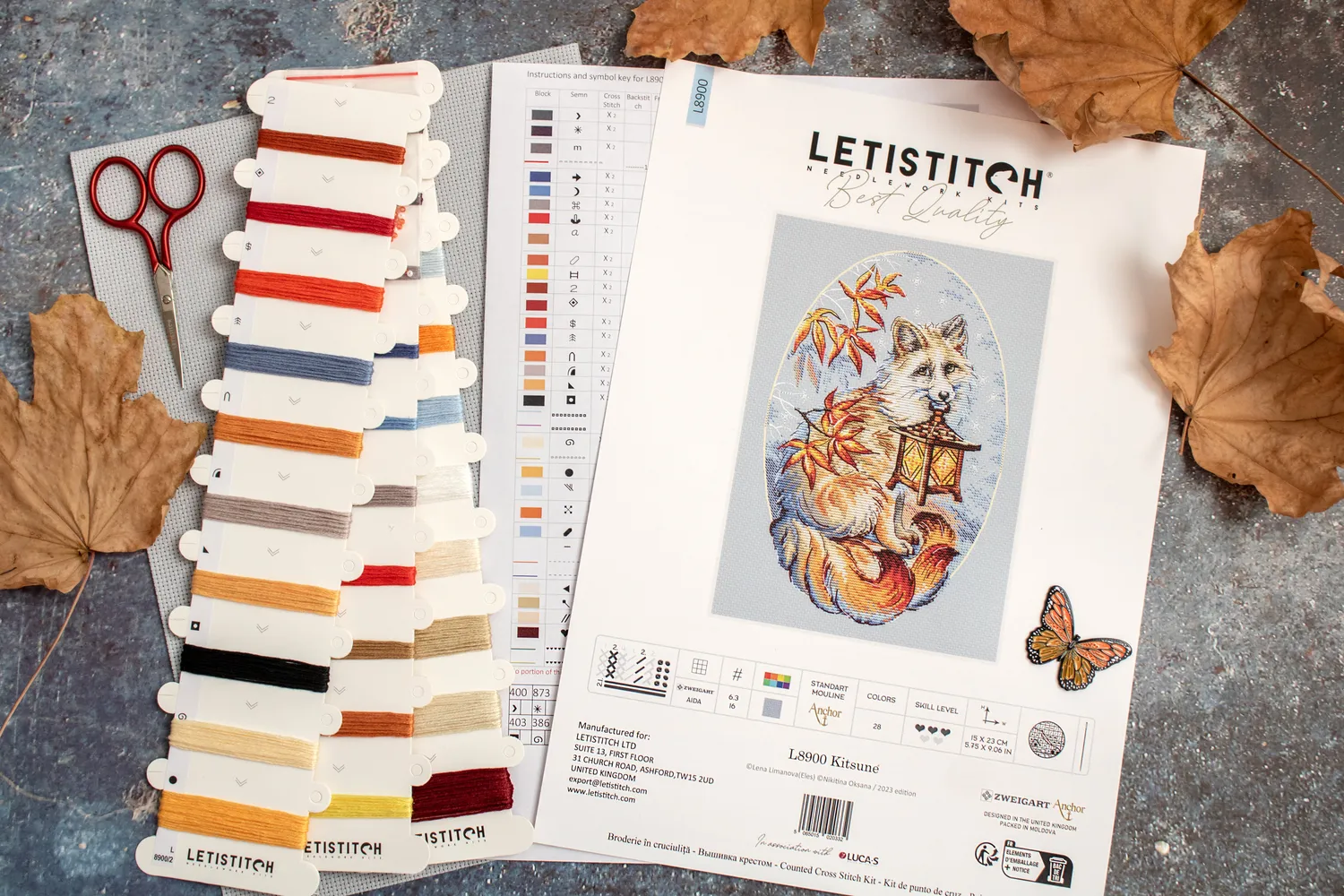 Leti Stitch L8900 Kitsune borduurpakket 15x23 cm met kralen