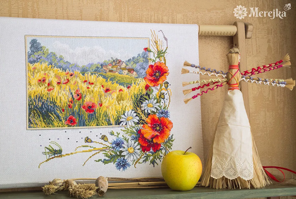 Merejka Summer Field borduurpakket Aida 16 wit 35 kleuren