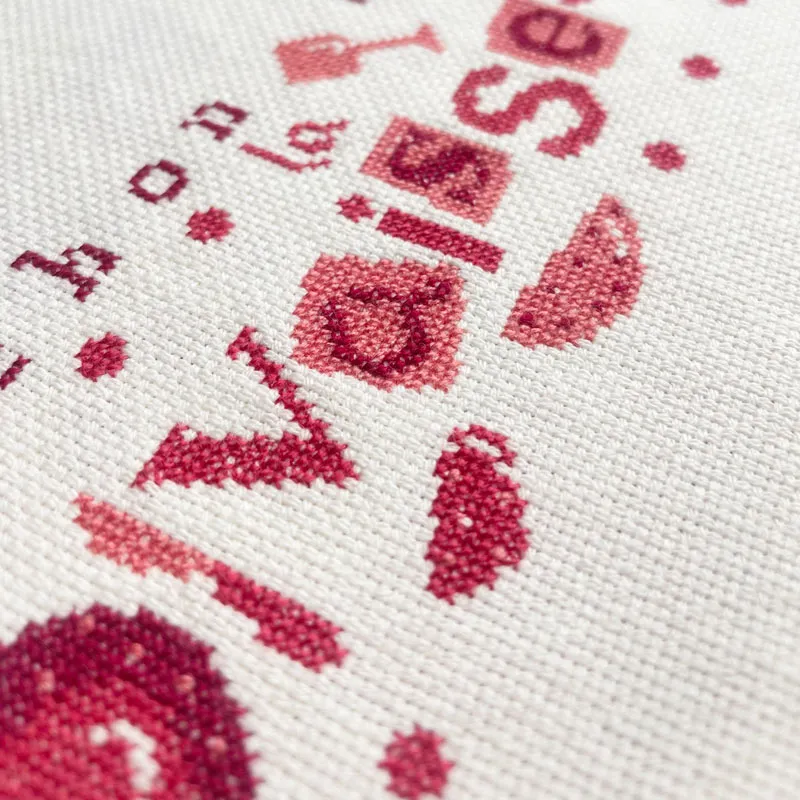 LiliPoints D002BIS Dishes borduurpatroon theedoek rood grijs