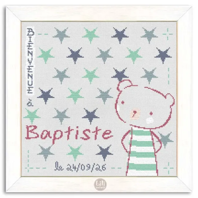 LiliPoints Baptiste in the Stars borduurpatroon geboorte