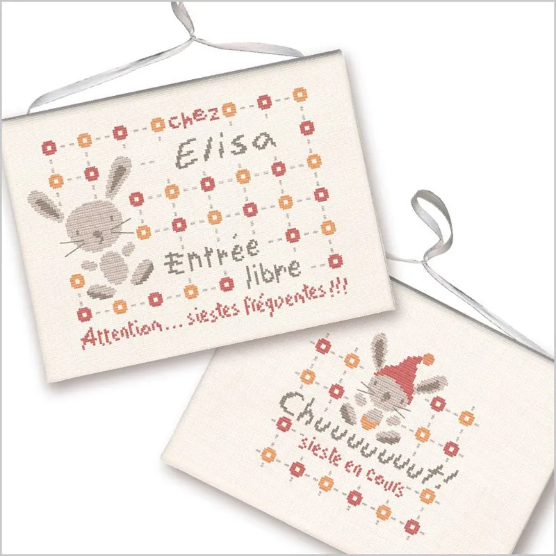 LiliPoints Babykamer deurbordje borduurpatroon 2 motieven