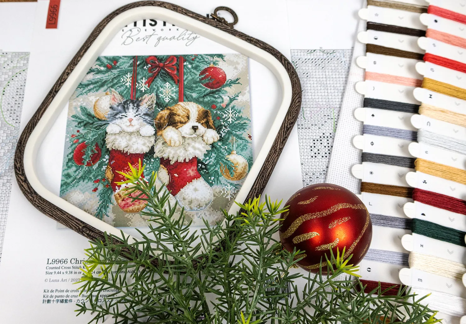 Leti Stitch L9966 Christmas Naps borduurpakket 24x24 cm Aida