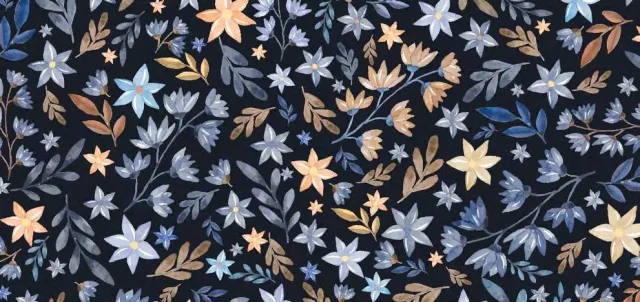 SEG Collection Privée Floral stofcoupon bleu marine beige 3x1,6 m